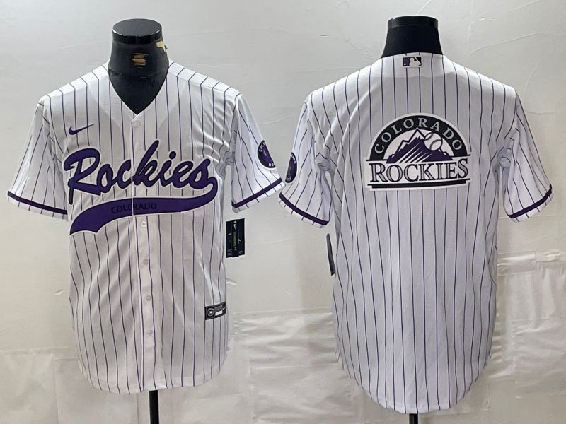 Men Colorado Rockies Blank White Stripe Joint name Nike 2024 MLB Jersey style 5